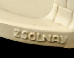 Zsolnay porcelán Ulrich B. J. reklámos (cca 1900) asztali naptár és írószer tartó két részből. Jelze...