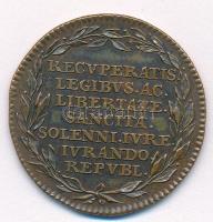 1790. "Brabant függetlenségének elnyerésére kiadott emlékérem" Br emlékérem (33,5mm) T:2
...