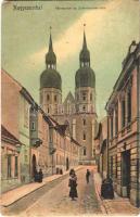 1910 Nagyszombat, Tyrnau, Trnava; Főtemplom, Szeminárium utca / street, church (fl)