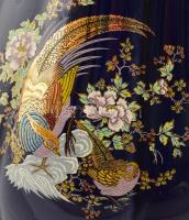 Olasz kék kerámia váza virágmintával, matricás, hibákkal, m: 37 cm