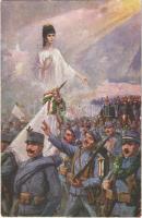 Büszke vagyok magyarjaimra!, kiadja a M. Kir. Honvédelmi Minisztérium Hadsegélyező Hivatala / WWI K.u.K. (Austro-Hungarian) military, art postcard