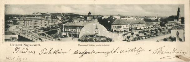 Nagyvárad with synagogue Panoramacard