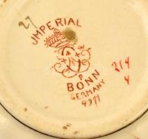 Imperial csésze, mázas fajansz, matricás, kopott, belül foltos,