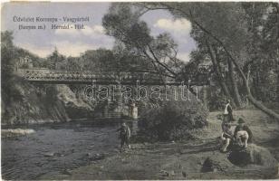 1909 Korompa, Krompach, Krompachy (Szepes); Vasgyár, Hernád híd. Balkányi S. kiadása / iron works, factory, Hornád river bridge