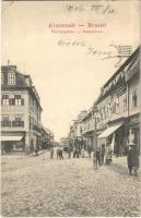 1906 Brassó, Kronstadt, Brasov; Purzengasse / Kapu utca, Depner, Zeidner üzlete, Providentia biztosító társaság fiókja / street view, shops, insurance company (EK)