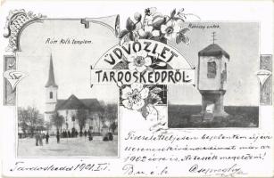 1901 Tardoskedd, Tvrdosovce; Római katolikus templom, Rákóczi emlék / church, monument. Art Nouveau, floral