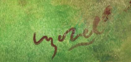 Czóbel jelzéssel: Kilátás a városra. Akvarell, papír, 24×34 cm