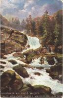 1910 Tátra, Vysoké Tatry; Nagytarpataki felső vízesés. Rapahel Tuck & Sons Oilette Serie Hohe Tatra No. 608B. / Gross Kolbach oberer Wasserfall / waterfall (EK)