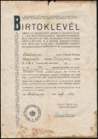 1945 Mezőhegyes, az Ideiglenes Nemzeti Kormány nagybirtokrendszer megszüntetéséről szóló rendelete alapján kiadott birtoklevél, pecséttel, aláírással, foltos, hajtásnyomokkal.