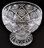 Talpas kínáló, csiszolt ólomkristály, jelzés nélkül, hibátlan, m: 22 cm, d:22 cm