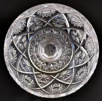Talpas kínáló, csiszolt ólomkristály, jelzés nélkül, hibátlan, m: 22 cm, d:22 cm