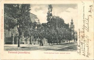 1902 Józseffalva, Torontáljózseffalva, Obilicevo, Josefovo (Törökkanizsa, Nova Kanjiza, Novi Knezevac); Török-kanizsai határ utcáról nézve. Schwarcz Antal kiadása / village border, street (EK)