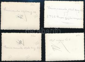 1935-1936 Máriaremete, futball, ETSC kupagyőztes csapat, 4 db fotó, 6×9 cm