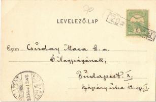 1903 Zombor, Sombor, Szentháromság tér és szobor, Szerb ortodox templom, Városháza. Kiadja Bruck Sán...