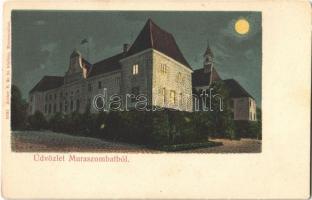 Muraszombat, Murska Sobota; Szapáry kastély, vár este. Ascher B. és fia kiadása / castle at night