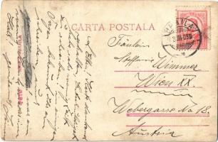 1909 Braila, autóbusz, emlékmű a háttérben / autobus, monument in the background. photo