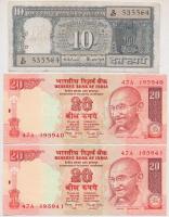India DN 10R + 2002. 20R (2x) T:I-III- lyuk India ND 10 Rupees + 2002. 20 Rupees (2x) C:UNC-VG hole Krause KM#60, KM#89A