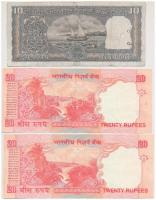 India DN 10R + 2002. 20R (2x) T:I-III- lyuk
India ND 10 Rupees + 2002. 20 Rupees (2x) C:UNC-VG hole...