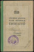 1923 Bp., Fővárosi községi elemi népiskolai értesítő