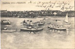 1917 Keszthely, csónakázók a Baladonon (Balaton). Mérei Ignác kiadása
