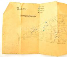 cca 1940 A Margit sziget helyszínrajza. Rajzolt térkép  110x30 cm