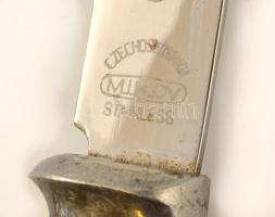 Venado vadászkés, bőr tokban, jelzett (Mikov), h: 24 cm