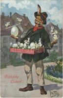 Fröhliche Ostern! / Easter greeting card, rabbits. T. S. N. Serie 1354. s: Arthur Thiele