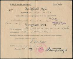 1918 Bp., M. kir. 1. honvéd pótzászlóalj által kiállított szolgálati jegy