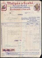 1946 Bp.V., Mátyás és Szabó Fonal-Textil Kereskedelmi Vállalat által kiállított fejléces számla