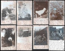 cca 1904 32 db Eperjesen készült fotó, levelezőlapra ragasztva, megírva, képeslapként elküldve