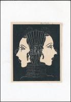 Jelzés nélkül: Kettős arc. Fametszet, papír, kartonra ragasztva, 11,5×9,5 cm