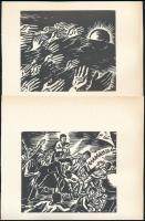 Frans Masereel (1889-1972): Jelenetek. 5 db fametszet, papír, jelzett a metszeten, 11×13 cm