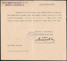 cca 1940 Magyar Nemzeti Szocálista F. M. Párt hivatalos levele nyilaskeresztes bélyegzéssel