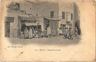 1904 Bizerte, Boucherie Arabe / Arabian butcher shop, folklore (EK)