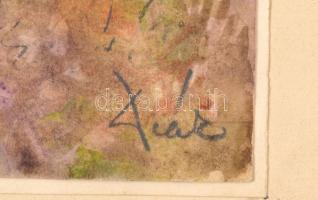 Deák jelzéssel: Vágtató lovas. Akvarell, papír, 17×22 cm