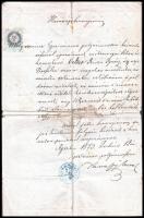 1873 Eger, hatósági igazolvány 50 kr okmánybélyeggel