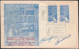 1963 Pavel Popovics (1930-2009) és Adrijan Nyikolajev (1929-2004) szovjet űrhajósok aláírásai emlékborítékon /  Signatures of Pavel Popovich (1930-2009) and Adriyan Nikolayev (1929-2004) Soviet astronauts on envelope