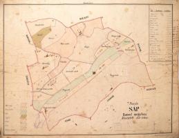 2 db régi térkép: cca 1860 Tinke határában Dessewffy Gyula úr birtokai, sérült 50x60 cm, 1850 Pusztasáp térképe Borsod megyében. 50x60 cm