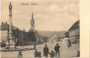 Zagreb, Zágráb; Kaptol / utca, szobor, templom / street, statue, church