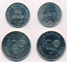 1985-1986. 100Ft (4xklf) emlékkiadások, közte "FAO", "Fáy András" T:BU