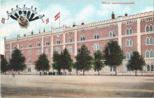 1915 Pola, Pula; K.u.K. Kriegsmarine Marinekaserne / Austro-Hungarian Navy barrack + "K.u.K. Marinefeldpostamt"