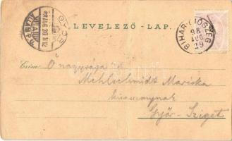 1898 Jankafalva, Ianca (?); út kerékpárosokkal / road with cyclists, man and lady riding bicycles. S...