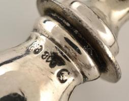 Szecessziós ezüst sajt szervírozókés és villa 19 cm, eredeti díszdobozában, jelzett. 83 g