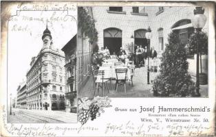 1904 Wien, Vienna, Bécs; Gruss aus Josef Hammerschmids Restaurant zum rothen Stern. Wienstrasse Nr. 59 / restaurant garden. Art Nouveau, floral