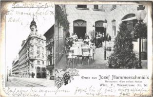 1904 Wien, Vienna, Bécs; Gruss aus Josef Hammerschmid's Restaurant zum rothen Stern. Wienstrasse Nr. 59 / restaurant garden. Art Nouveau, floral