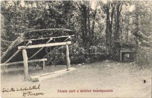 1913 Deliblát, Deliblato; Fácánetető a deliblati homokpusztán / Deliblatska Pescara / pheasant feeder in the Deliblato Sands