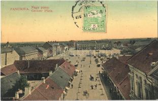 1912 Pancsova, Pancevo; Nagy piac, utcai árusok, üzletek. Kohn Samu kiadása / Grosser Platz / marketplace, street vendors, shops