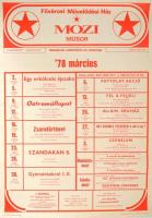 1978 Fővárosi Művelődési Ház moziműsor, plakát, 69×50 cm