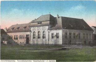 1913 Torontálvásárhely, Develák, Debelják, Debeljaca; Takarékpénztár épülete. Albrycht János kiadása / savings bank (EK)