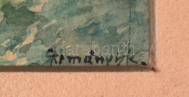 Gimányik jelzéssel: Kastély. Akvarell, papír, apró foltokkal,  16×24 cm